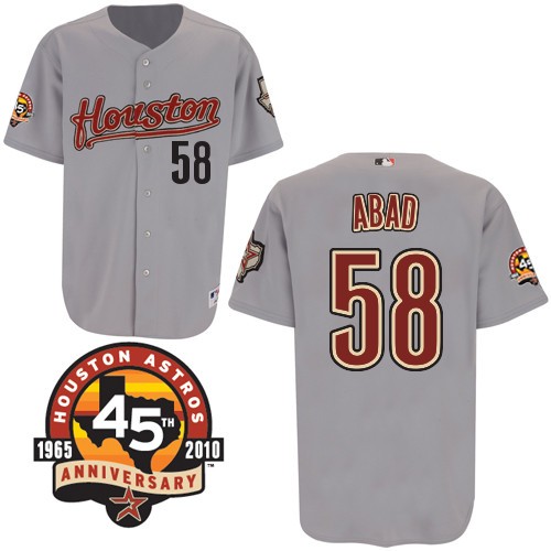 Classic Design Houston Astros 58 Fernando Abad Gray MLB Jersey With 45Th Patch